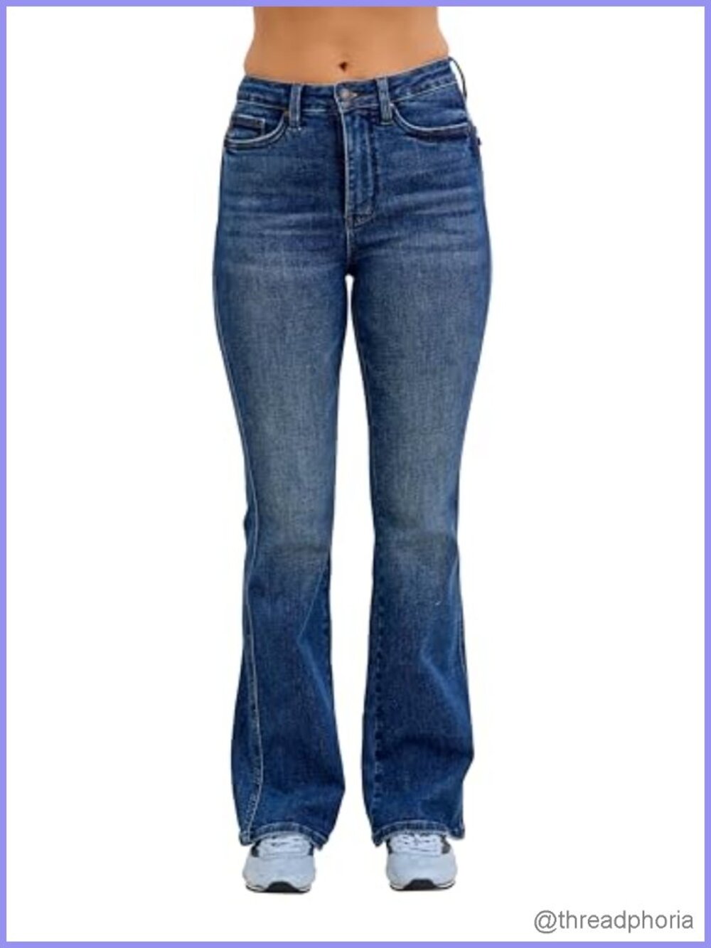 High Waisted Tummy Control Bootcut Jeans, Stretch Denim, Multiple Inseams